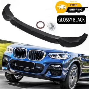Glossy Black Front Bumper Lip Splitter Spoiler Fits 2018-21 BMW X3 G01 Pre-lci - Picture 1 of 9