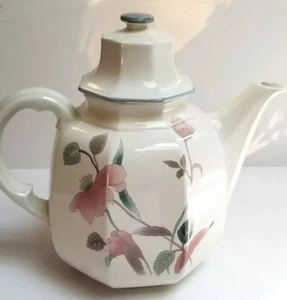 Vintage MIKASA Continental Silk Flowers F3003 COFFEE POT ~ Rare Full Sz 9” Tall - Picture 1 of 7