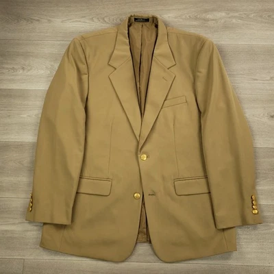 Blazer LL Bean Para Hombres 43R Calce Relajado Bronceado Dos Botones Dorado Logo Botones Ventilación Única Foto 1 de 4
