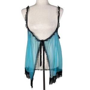 Camicia da notte vintage anni 50 60 Movie Star Inc lingerie pizzo trasparente frange top civetta - Foto 1 di 13