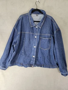 Shein Curvy Damen Plus 4X Blau Jeansjacke Knopfleiste Taschen Denium - Bild 1 von 10