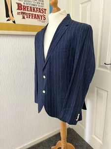 Marks & Spencer M&S Luxus 100% Leinen Delave Blazer Navy Blau Nadelstreifen 44 - Bild 1 von 12