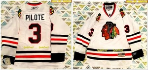 1975 USA NHL HOCKEY REEBOK PIERRE PILOTE CHICGO BLACKHAWKS SPIEL TRIKOT AUTOGRAMM - Bild 1 von 7