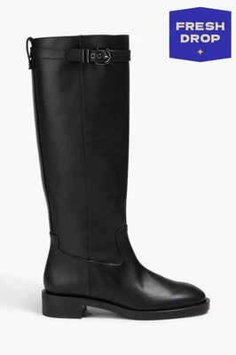 RRP€885 STUART WEITZMAN Leather Knee High Boots US8 UK5.5 EU38.5 Buckle Strap - Imagem 1 de 4