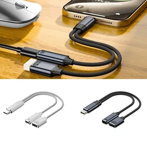 Sleek Gray and White USB C OTG Adapter with Advanced Charging Features - Afbeelding 1 van 14