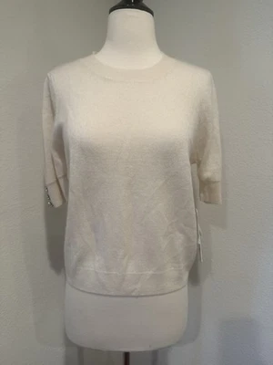 Aqua 羊绒短袖毛衣全新带标签 L 码 — 第 1/4 张图片