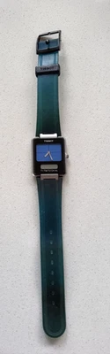 VINTAGE TISSOT TWO TIMER ANALOG DIGITAL WATCH WITH GREEN BAND 30x27mm - image 1 of 4