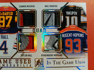 McDavid 1/1 - ITG - Leaf In The Game Used Patch Quads - Hopkins - Yakupov - Hall