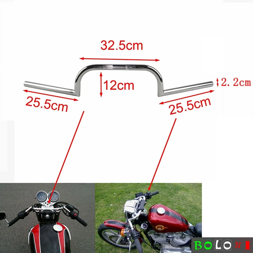 Euro Style Motorcycle 7/8" Handlebar Handle Bar For Harley Cafe Racer Chopper - Image 1 of 4