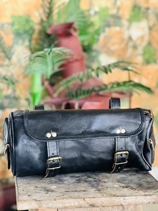Bolsa de herramientas de cuero Real Goat Star sillín de motocicleta vintage genuino - Imagen 1 de 6