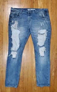 Trillnation Mens Distressed Blue Denim Jeans Size 38 - Picture 1 of 12
