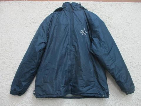 N4O Gear Dallas Cowboys Jacket Large Adult Blue Insulated Full Zip Pockets Mens Cover