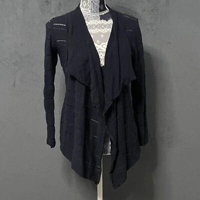 Cárdigan Lauren Ralph Lauren para mujer M azul drapeado cascada abierta frontal elástico Foto 1 de 4