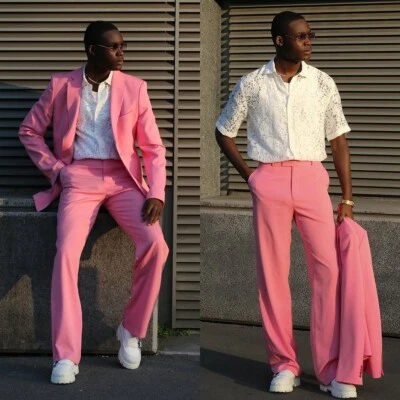 Business Men Suit Slim Fit Single Breasted Formal Prom Notch Lapel Tuxedos Groom - Image 1 of 4