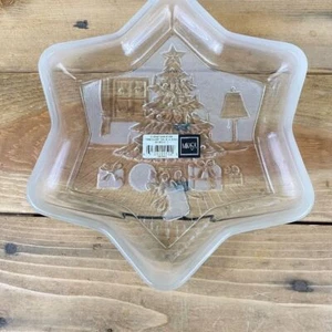 Mikasa Christmas Dish Germany NWT Glass Star Frosted Candy - Picture 1 of 4