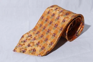 Cravatta uomo Ermenegildo Zegna arancione seta geometrica foulard classica 61" - Foto 1 di 7