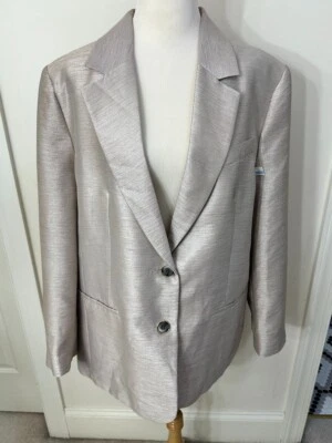 Chaqueta Blazer RIver Island Para Mujer Crema Metálica Talla 16 Foto 1 de 4