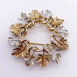 Sarah Coventry Ahornblatt Kranz Brosche Anstecknadel signiert Natur Herbst Nachlass Schmuck - Bild 1 von 5