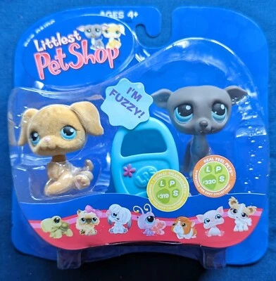 Littlest Pet Shop Fuzzy Golden Retriever & Greyhound puppy #319 #320 sealed pack - Image 1 of 2