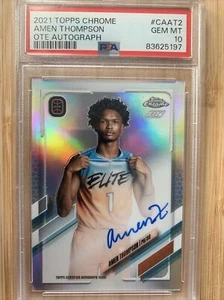 2021 Topps Chrome Overtime Elite Amen Thompson Autograph Refractor PSA 10 - Picture 1 of 3