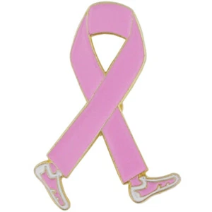 PinMart's Pink Awareness Band Brustkrebs Spaziergang Emaille Reversnadel - Bild 1 von 4