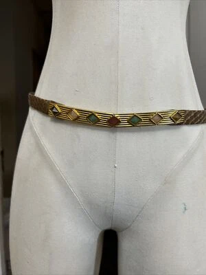 Cinturón de piel de serpiente Judith Lieber vintage con forma de diamante con joyas Foto 1 de 4