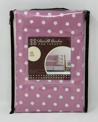 NUEVA Falda Cuna Dwell Studio Rosa Blanca Margarita Ropa de Cama Infantil Algodón Nuevo en Paquete Objetivo Foto 1 de 2
