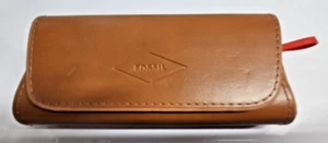 Fossil leather sunglasses case magnetic closure smooth interior burnt orange - Picture 1 of 7