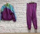 Vintage Sergio Tacchini Tracksuit Set Women Size 12 Jacket Pants Purple Blue