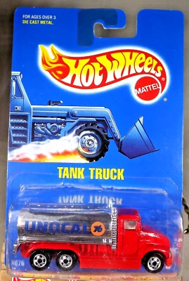 1991 Hot Wheels Blue Card #147 TANK TRUCK Red-Chrome w/Chrome BW Spoke-Variant - Image 1 of 4