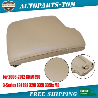 Cubierta de cuero beige para BMW E90 328i 2005-2012 consola central reposabrazos Foto 1 de 4