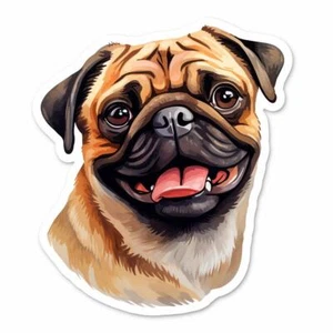 Mops Hund Vinyl Aufkleber Sticker für Auto, Laptop, Becher und mehr. # PR-Mops # 001138 - Bild 1 von 1
