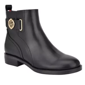 Tommy Hilfiger Black Rezin Ankle Boot Women's Size 9M - Picture 1 of 7