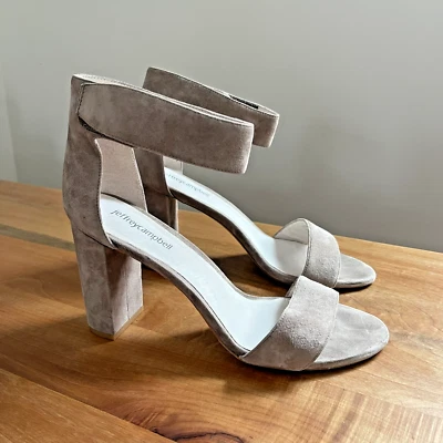 Sandalia de gamuza Jeffrey Campbell “Lindsey” bloque topo 4" tacón alto correa al tobillo 9 Foto 1 de 4