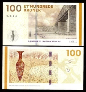 Denmark 100 KRONER P-66 2009 Danish Bridge UNC World Currency Money BANKNOTE - Picture 1 of 4