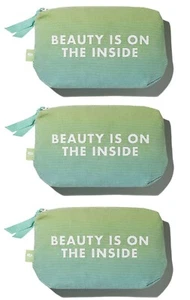 3x Origins Kulturbeutel Make-up Kosmetik türkis blau grün große Tasche Canvas Beutel Set - Bild 1 von 9