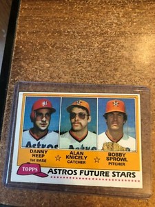 1981 Topps Baseball  # 82 Astros Danny Heep Alan Knicely Bobby Sprowl RC
