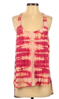 Camiseta sin mangas Gypsy 05 Tye Dye seda rosa oscuro alta baja mármol para mujer PEQUEÑA  Foto 1 de 3