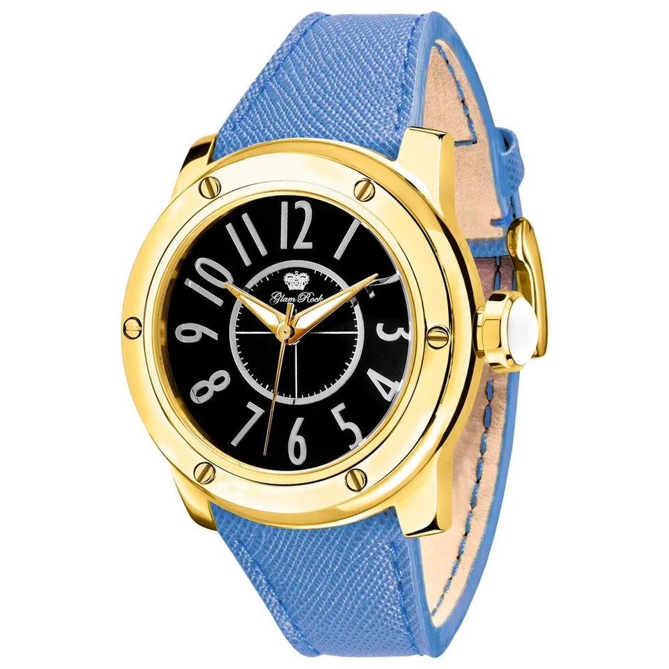 Glam Rock Women's Aqua Rock Swiss Made Blue Leather Quartz 42mm Watch GR50010F - image 1 of 1