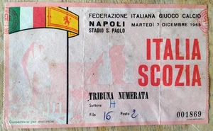 BIGLIETTO STADIO TRIBUNA CALCIO ITALIA SCOZIA NAPOLI 7 DICEMBRE 1965 - Foto 1 di 1