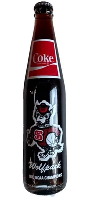 NC State Wolfpack Basketball 1983 NCAA Champions Glass Coke Bottle Unopened - Image 1 of 4
