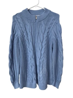 Suéter Denim and Co Media Cremallera Tejido con Cable Manga Larga Talla XL Azul Fresco Prendas de Punto Foto 1 de 4