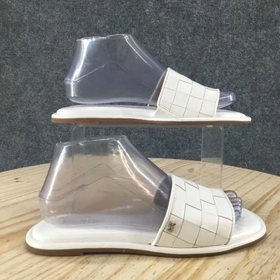 NEW Michael Kors Sandals Womens 7 M Hayworth Woven Slip On Flats Slide White - Image 1 of 4