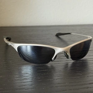 Oakley Ti Titanium Half Wire 1.0 Sunglasses Grey Iridium Lens Silver Frame Mens - Picture 1 of 8