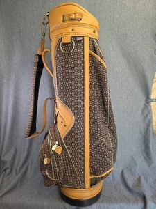 Vtg Burton Golf Bag Made In The USA Geometric Print Leather Trim - Picture 1 of 19