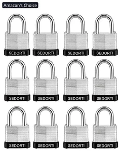 12 Laminated Steel Padlock Set 11/4" Wide Body Small Heavy Duty Lock New - Picture 1 of 6