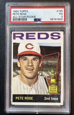 1964 Topps Baseball Pete Rose All-Star Rookie #125 Cincinnati Reds PSA 3 VG - Image 1 of 4