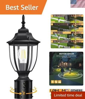 Lamomo Motion Sensor Outdoor Post Lights, Dusk to Dawn Lamp Post Light Fixture, - Image 1 of 4