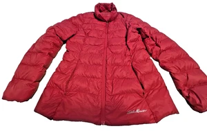 Eddie Bauer Womens Red/Burgundy Puffer Coat Down Winter Lightweight EB650 Med - Picture 1 of 9