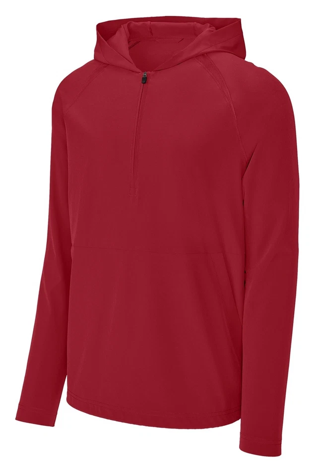 MEN'S HOODED 1/2 ZIP PULLOVER, WICKING, FRONT POUCH POCKETS, LIGHTWEIGHT, XS-4XL - Image 1 of 1